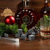 Whiskey Stones Whiskyglazen, 2 glazen, 8 granieten whisky-ijsblokjes, houten geschenkdoos cadeau voor whiskyliefhebbers / mannen / Kerstmis / verjaardag / Vaderdag (310 ml)