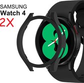 BukkitBow – Protect Case / Beschermhoes - Full Side Cover Hoesje Geschikt Voor Samsung Galaxy Watch 4 44mm - Watchprotector Cover Voor Randen - 360 Graden Bescherming - Zwart - Set Van 2 Stuks