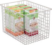 Multifunctionele mand – compacte draadmand (BHT: 30,5 x 23,0 x 20,0 cm) met handgrepen – flexibele roosterbox schept orde in het huishouden – mat zilver