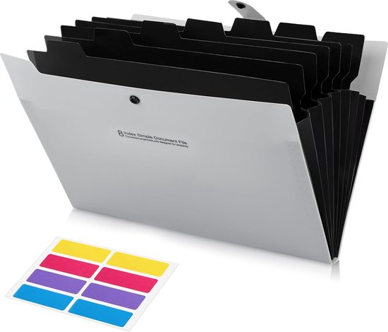 FRETONBA Accordeon File Organizer 2 stuks, uitbreidbare doos map met 8 zakken, plastic documentenmappen voor papierwerk A4 met deksel en etiketten, organizer opslag voor thuis, kantoor, school, roze