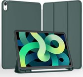 Phreeze Tri-Fold Tablethoes - Geschikt voor iPad Air 4 en Air 5 - 10.9 Inch (2020/2022) Bookcase - Hoesje met Pen Houder en Ingebouwde Standaard - Donker Groen