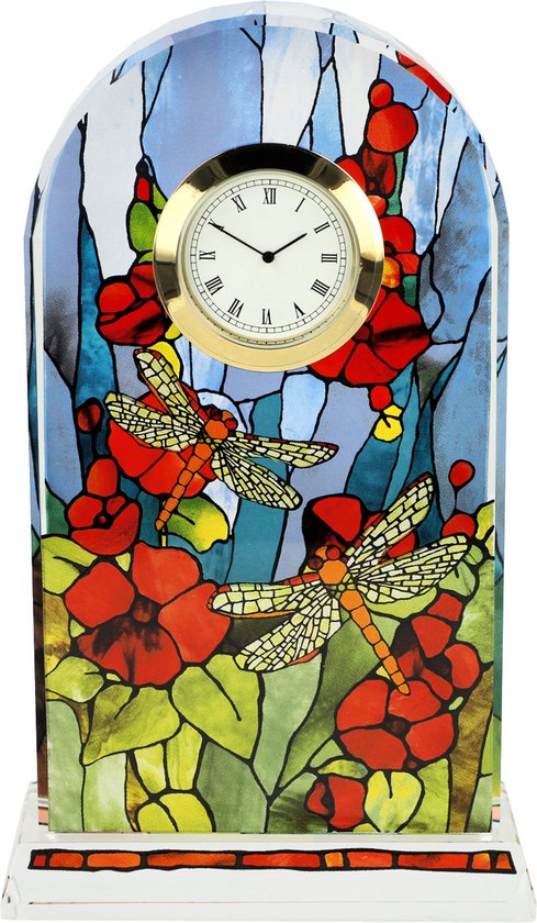 Goebel - Louis Comfort Tiffany | Tafel Klok Libelle | Glas - 18cm