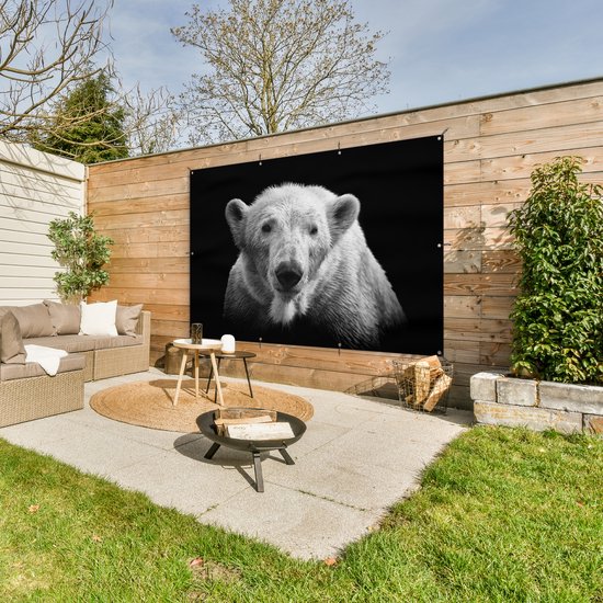 Décoration murale Ours polaire - Animal - Zwart - Wit - 180x120 cm - Poster jardin - Toile jardin