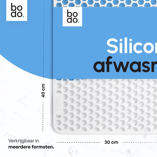 Bodo® – Tapis d'évier en Siliconen Wit - 30 x 40 cm - Accessoires de vêtements pour bébé de Cuisine - Protecteur d'évier - Sous-verres en Siliconen - Anti rayures - Accessoires de vêtements pour bébé d'évier