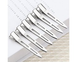 40 stuks metalen eenden-gefactureerde krulclips voor vrouwen styling sectioning haarclips 2,2 inch zilveren kappers enkele tang alligator clips haarspelden voor kapsalon kapper DIY