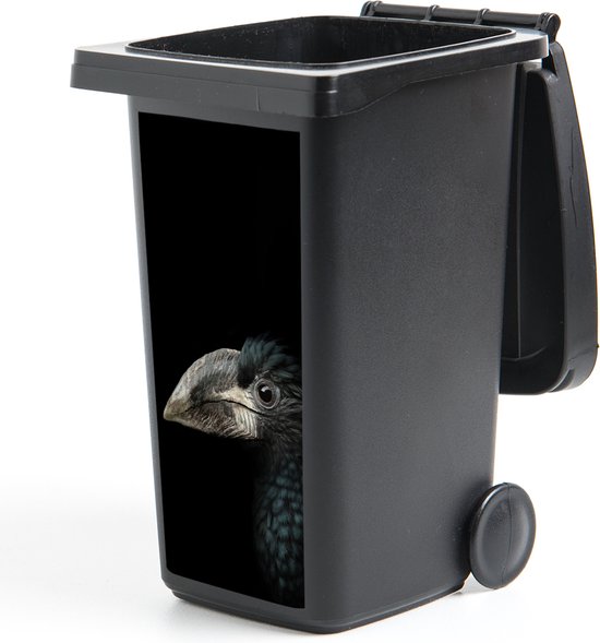 Autocollant pour conteneur Vogel - Portrait - Calao - Zwart - Animaux - 38x80 cm - Autocollant Kliko