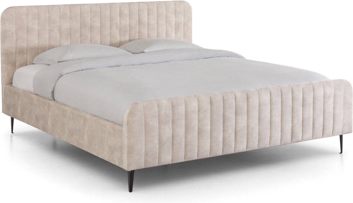 Goossens Bedframe Attent, 180 x 200 cm Velvet Adore 01 naturel