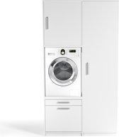 Wasophoogte® Wasmachine Kast Due 1 Hoog - Wasmachine verhoger - Wasmachine ombouw / -opbouwmeubel - Multiplex - 700(D)*1276(B)*2350(H) mm - Wit