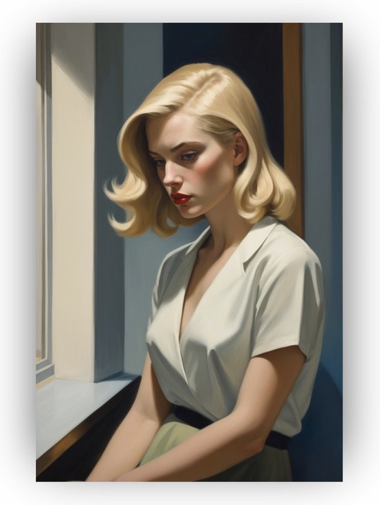 Blonde dame poster - Edward Hopper muurdecoratie - Poster vrouw - Muurdecoratie industrieel - Slaapkamer poster - Kunst - 60 x 90 cm