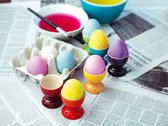 Egg cup set, 6-delig, elk 5,8 cm, aardewerk, regenboog.