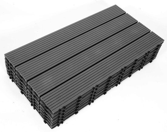 YRHome WPC-terrastegels, WPC-tegels, 30 x 30 cm, houtlook, kliktegels, 2 m², balkontegels, kliksysteem, terrasplanken, kliktegels, kunststof vloertegel met drainage, bruin (type C