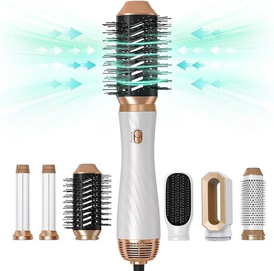 Sèche-cheveux Brosse à Air Chaud 5 En 1 - Media Wave 1000W - Parfait Pour Coiffer Et Lisser