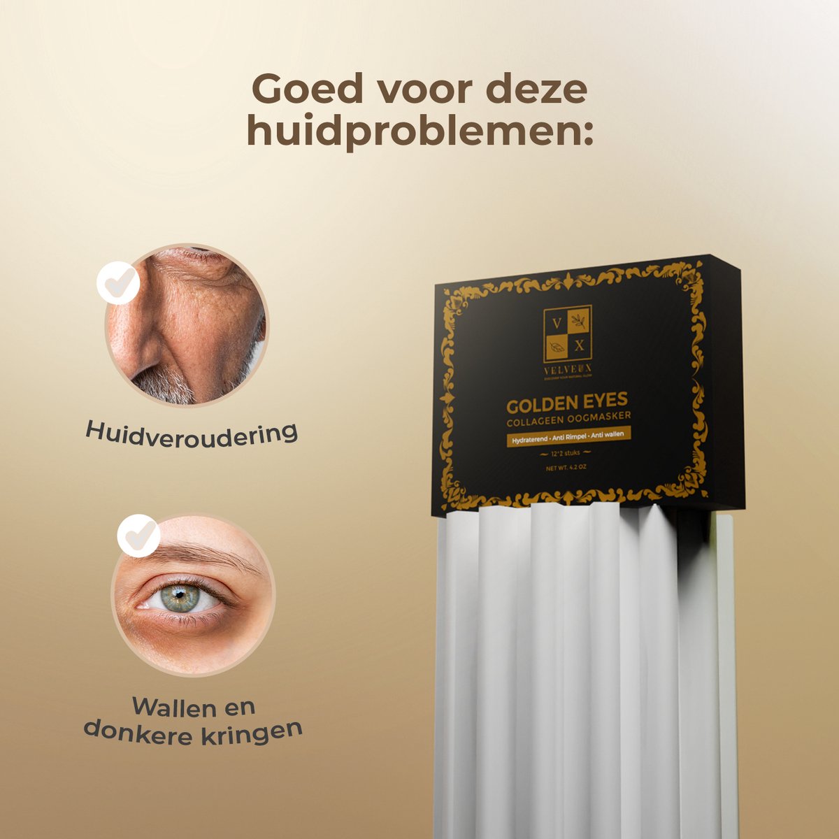 Velveux Collageen oogmasker 24 STUKS (12 paar) - wallen en donkere kringen - oogpads - hydrogel pads - gezichtsmaskers verzorging - eye patches — afbeelding 2