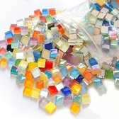1000 g gemengde kleur kristal mozaïek tegels, decoratieve mozaïek tegels, 10 x 10 x 4 mm, vierkante vorm mozaïek voor doe-het-zelf kunst, ambachtelijke projecten (mix kleur serie)
