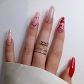 SD Press on Nails - Plaknagels - Gelnagels - Nagelset 20 Nagels - No. 149 Valentine - Luxe nagels - XL Nails - Nagellak - Nepnagels met Lijm - Kunstnagels - Nail Art - Handmade - Valse nagels - Nagelvijl - Accessoires - Cosplay - Valentijn