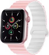 Bracelet Magnétique en Siliconen iMoshion pour Apple Watch Series 1 / 2 / 3 / 4 / 5 / 6 / 7 / 8 / 9 / SE / Ultra (2) - 42 / 44 / 45 / 49 mm - Rose / Wit