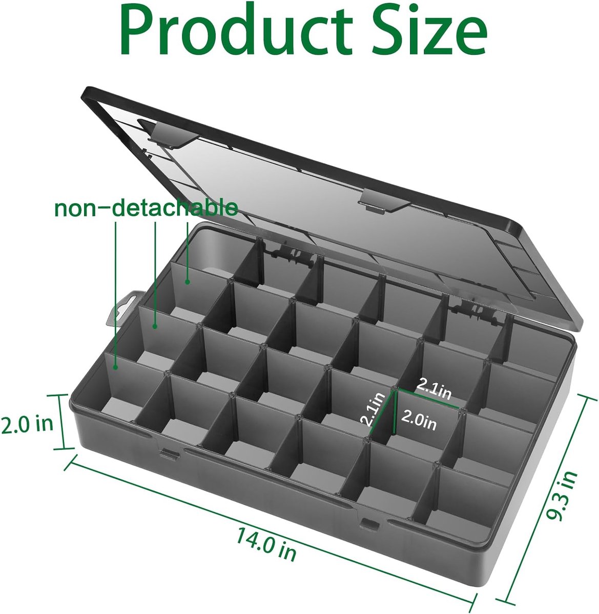 Perlin Opbergdoos met 24 vakken, plastic opbergdoos, 25 cm, sorteerdoos, materiaalbox, organizer, kralen, assortimentsdoos, kralenbox