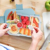 Bento Box 1000ML, Lunchbox Salade Lunch Container To Go met 6 Compartimenten Lade, Slakom, Maaltijd Prep to Go Containers voor Voedsel Fruit Snack, Blauw