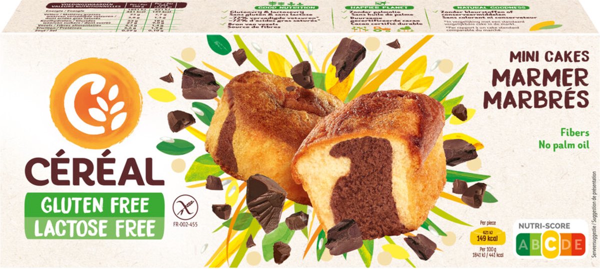 Céréal Mini Cakes Marmer Glutenvrij & Lactosevrij - 1 x 200 gr
