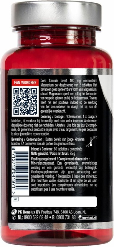 Lucovitaal Magnesium Citraat 400mg - 3 x 60 tabletten - Voordeelverpakking