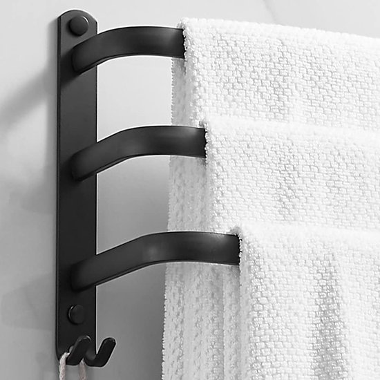 Badkamer handdoekhouder, handdoekrek zwart mat