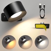 Luminize Oplaadbare wandlamp op batterijen draadloos - Dimbaar - Wandlamp op accu - Nachtlampje - 4400mAh- zwart