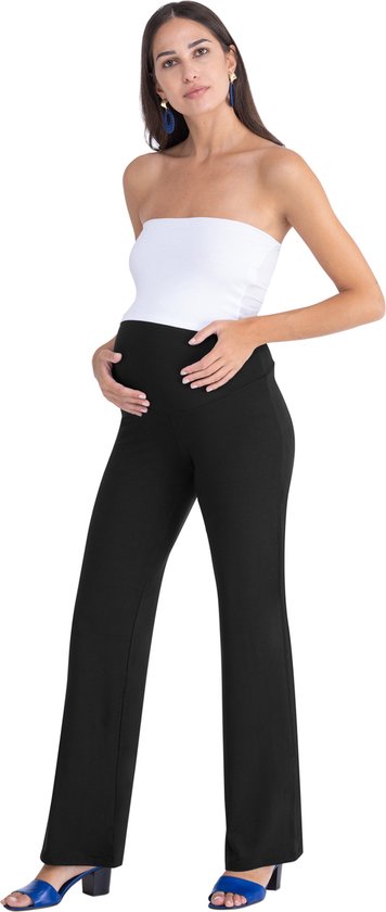 Mamsy - Cinzia - Pantalon de grossesse habillé - Jambe large - Zwart - 3XL