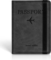 Paspoort hoesje - Paspoorthouder - Paspoort cover - RFID - Kunstleer - Zwart