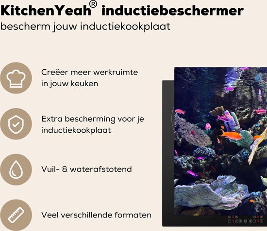 KitchenYeah® Inductie beschermer 80x52 cm - Kleurrijk aquarium - Kookplaataccessoires - Afdekplaat voor kookplaat - Inductiebeschermer - Inductiemat - Inductieplaat mat