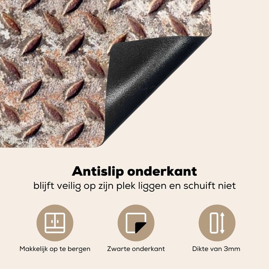 KitchenYeah® Inductie beschermer 76x51.5 cm - Metaal - Platen - Roest print - Patronen - Kookplaataccessoires - Afdekplaat voor kookplaat - Inductiebeschermer - Inductiemat - Inductieplaat mat