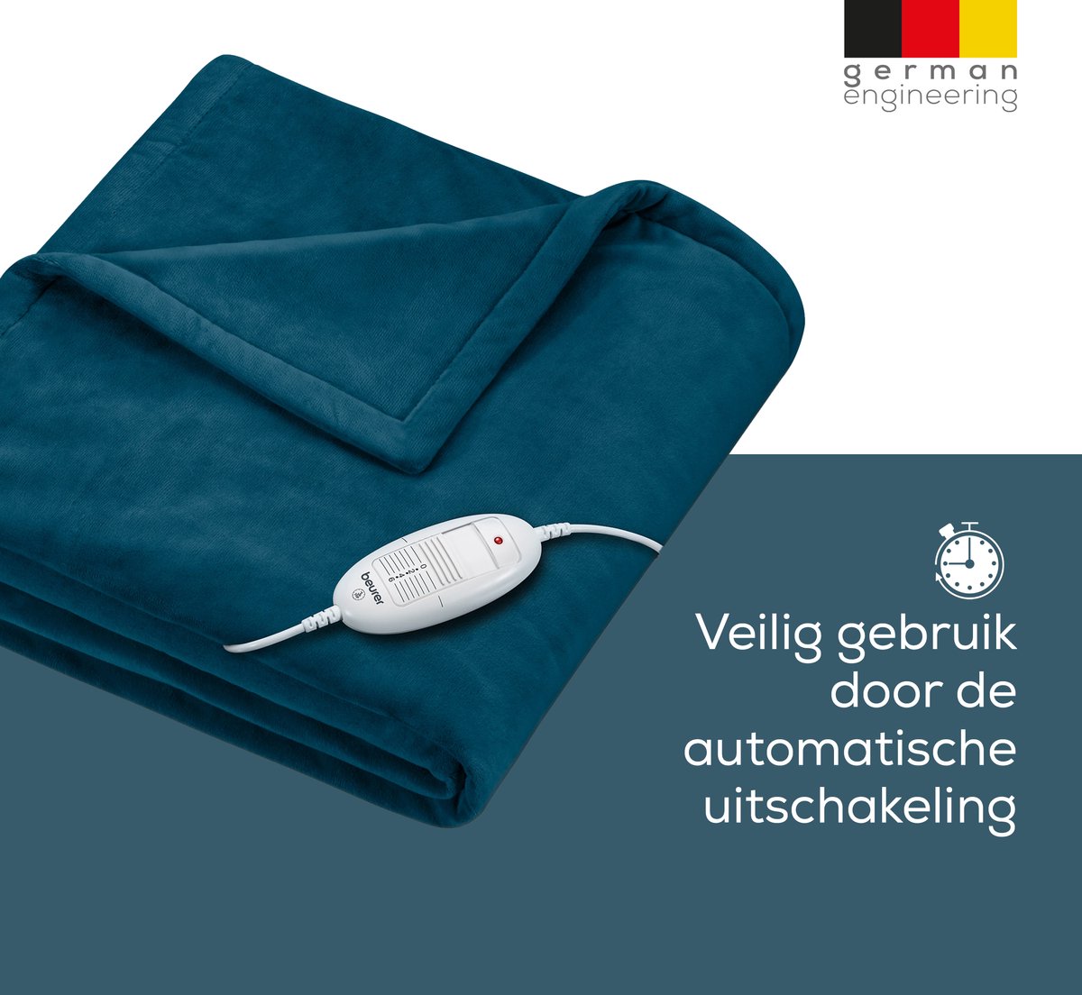 Beurer Elektrische Deken - Warmtedeken - 1 persoons 180x130cm - Test: Zeer goed - Automatische uitschakeling - Blauw - 3 Jaar Garantie – foto 5