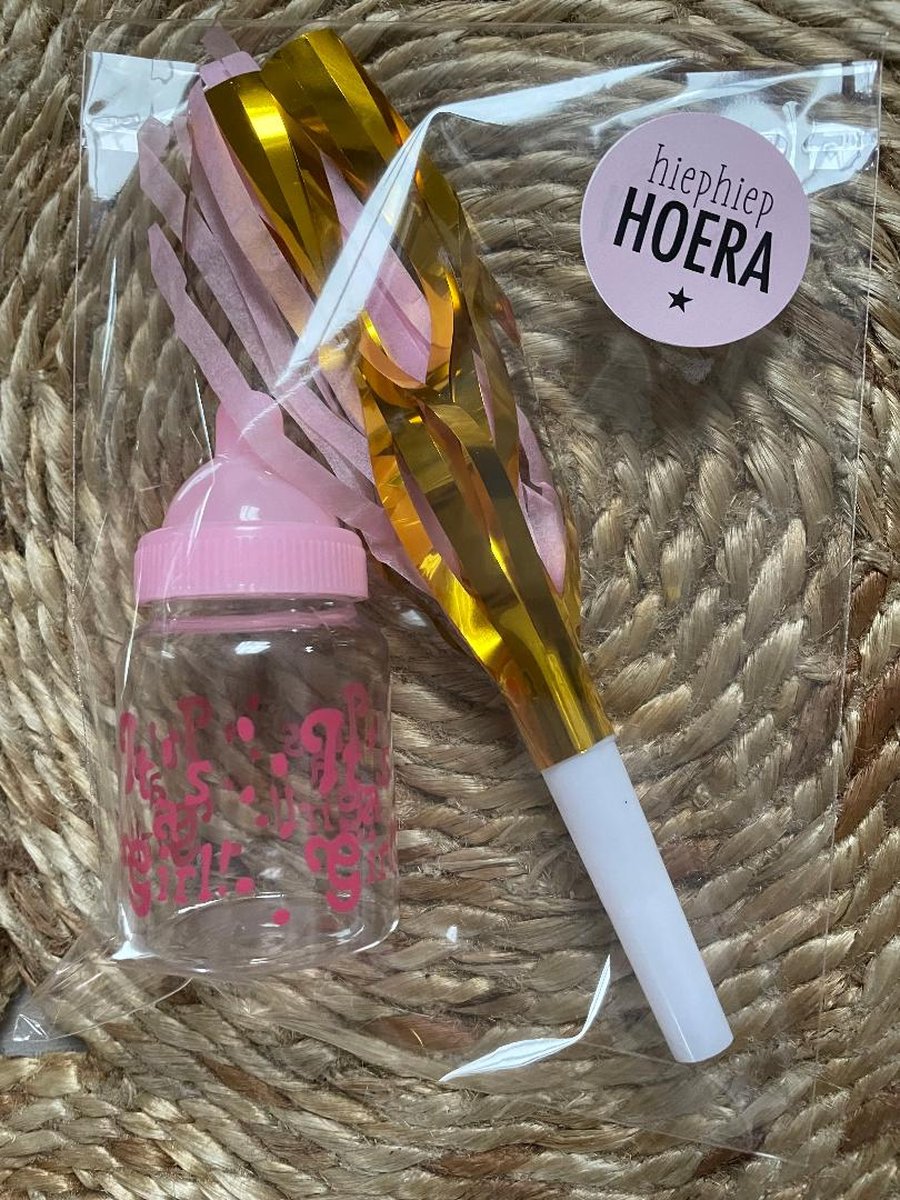 25 Uitdeelzakjes / Traktatie zakjes + 25 Stickers Hiep Hiep Hoera - Retro Vintage Oud Rose | School traktaties - Cellofaan zakjes - Transparant - Uitdelen | Peuterspeelzaal - Kinderopvang - Bedrijf | DH collection