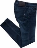 Donkerblauwe Replay Anbass slim fit jeans, opgevouwen.