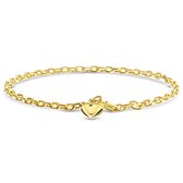 Miore® - Bracelet à maillons en or avec pendentif cœur - Femme - Or 14 carats - 19 cm - Bijoux faits main de haute qualité