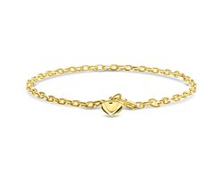 Miore Pure Armband - Gemaakt van 14 Karaat Goud - Hart Bedel - Handgemaakte Sieraden - Schakelarmband - Elegante Dames Sieraden - 19 cm