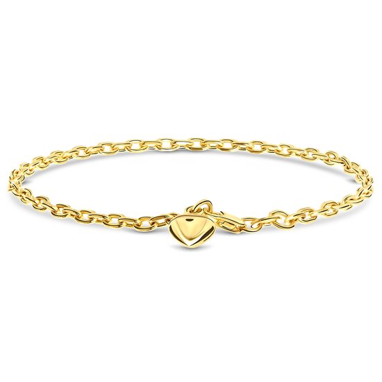 Miore - 14 Karaat Gouden Armband Dames met Hart Bedel - Schakelarmband