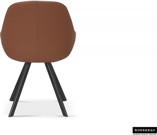 Inbind Rugmetaal Eetkamerstoel 'Jan' Beige Rug Cognac, Poten metaal en bekleding 100% ...