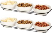 Vessia saus/snacks kommetjes/schaaltjes in standaard - wit - keramiek - set 6x stuks - D12 x 6.5 cm - Eettafel serveer schaaltjes