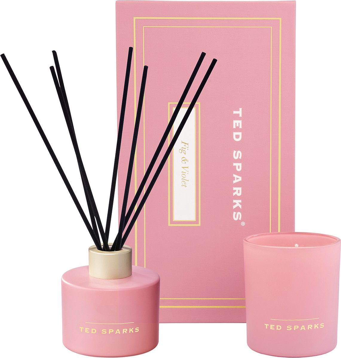 Ted Sparks - Gift Set - Geurkaars & Geurstokjes Diffuser - Fig & Violet