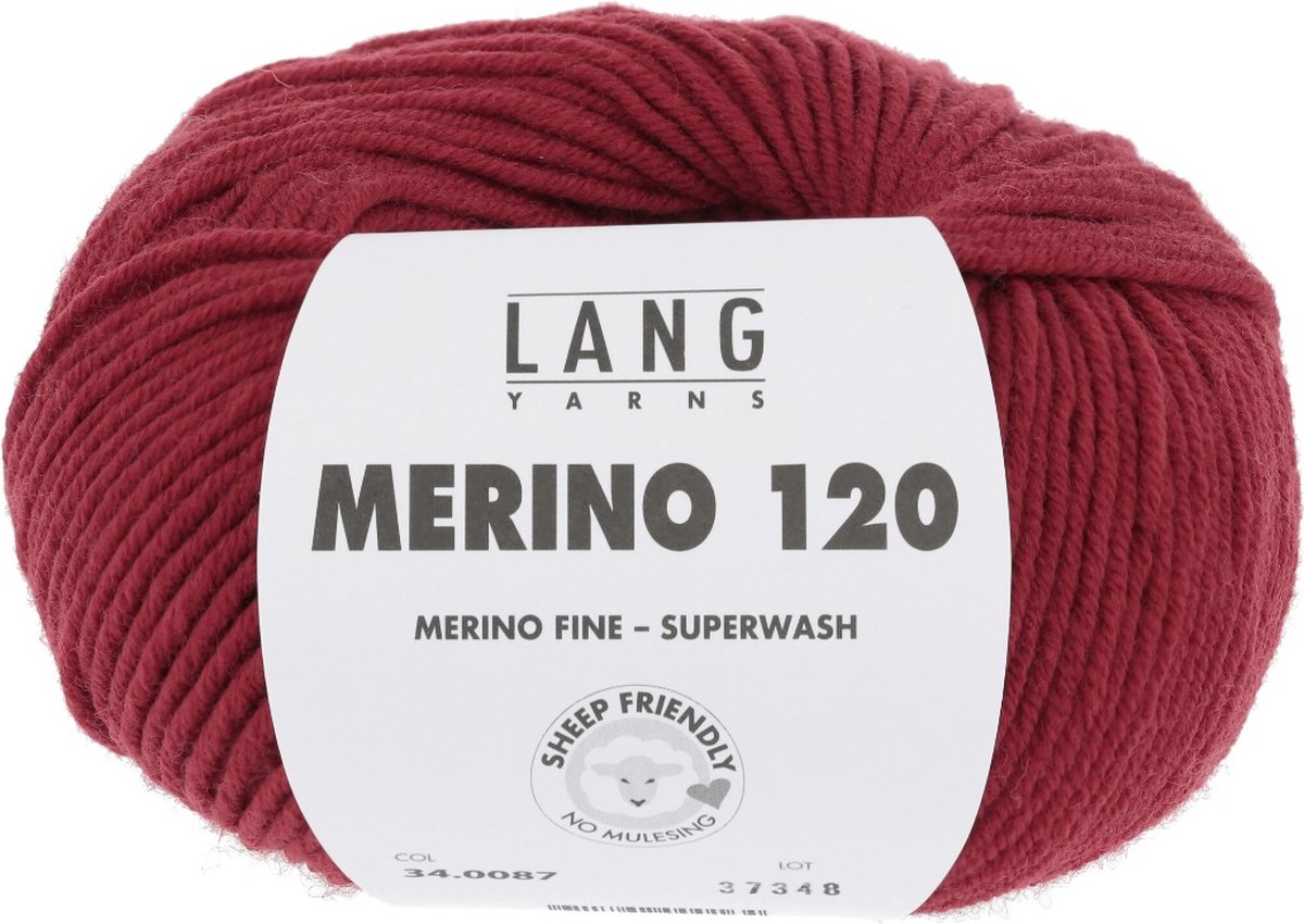 Lang Yarns Merino 120 - 87 warm rood - Merinowol Garen