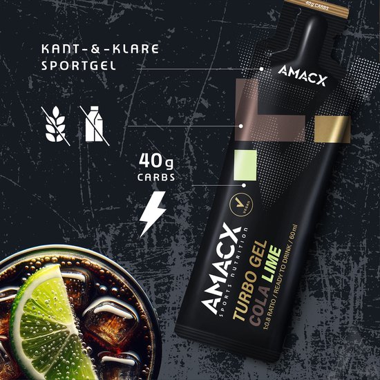 Amacx Turbo Gel - Sportgel - Energy Gel - Energiegel - Cola Lime- 12 pack — afbeelding 4