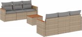 vidaXL - 7-delige - Loungeset - met - kussens - poly - rattan - gemengd - beige