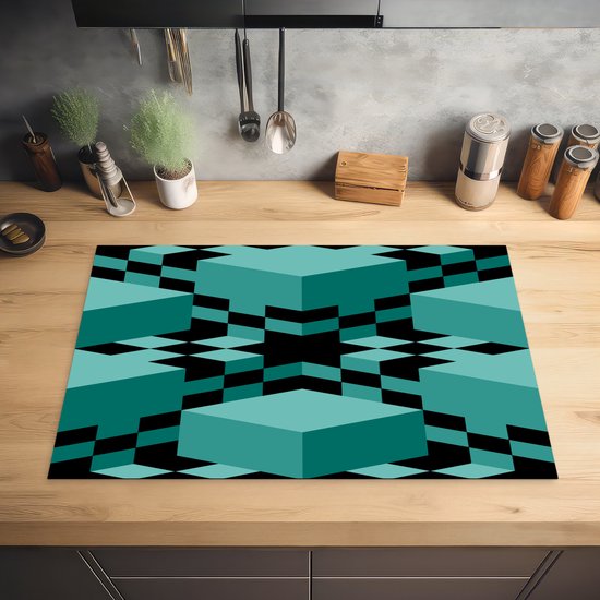 KitchenYeah® Inductie beschermer 80.2x52.2 cm - 3D - Blokken - Patronen - Kookplaataccessoires - Afdekplaat voor kookplaat - Inductiebeschermer - Inductiemat - Inductieplaat mat
