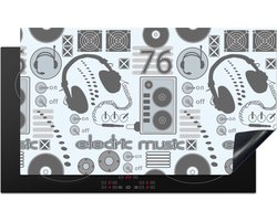 KitchenYeah® Inductie beschermer 89.6×51.6 cm – DJ – Koptelefoon – Vintage – Tekening – Design – Kookplaataccessoires – Afdekplaat voor kookplaat – Inductiebeschermer – Inductiemat – Inductieplaat mat