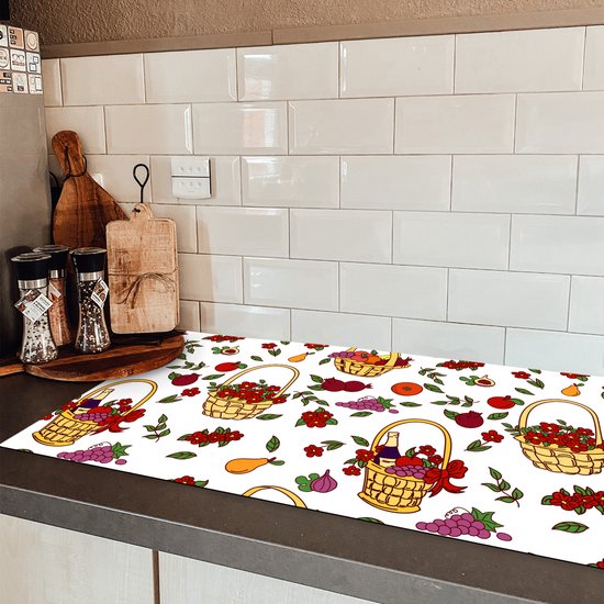 KitchenYeah® Inductie beschermer 89.6x51.6 cm - Mand - Fruit - Patronen - Kookplaataccessoires - Afdekplaat voor kookplaat - Inductiebeschermer - Inductiemat - Inductieplaat mat