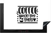 KitchenYeah® Inductie beschermer 80.2x52.2 cm - Quotes - Coffee on my mind - Spreuken - Kookplaataccessoires - Afdekplaat voor kookplaat - Inductiebeschermer - Inductiemat - Inductieplaat mat