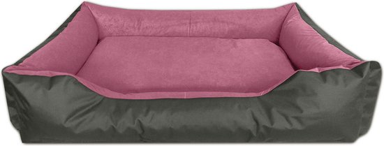 BedDog® hondenmand MAX QUATTRO 4in1, vierkant hondenkussen, grote hondenbed, hondensofa, met afneembare hoez, wasbaar, XXL, roze/zwart