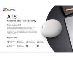 EZVIZ® CS-A1S-32W A1S Smart Home Internet Alarm Hub Alarmsysteem - WiFi/LAN & 4G - 32 Sensoren - 100% Draadloos - Werkt met Alexa en Google Home
