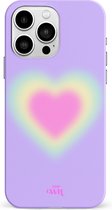 xoxo Wildhearts Daydreamer Double Layer - Hoesje geschikt voor iPhone 14 Pro hoesje - Dames hoesje geschikt voor iPhone 14 Pro - Kleurrijk hoesje geschikt voor iPhone 14 Pro hoesje shockproof case - Roze hoesje met hartje