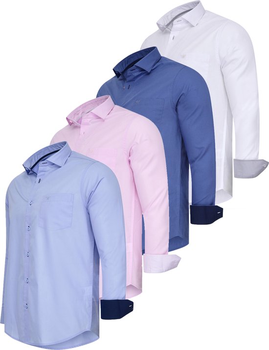 Cappuccino Italia - Heren Overhemden Overhemd Uni Voordeelpakket - Multi - Maat L
